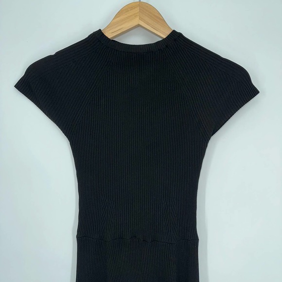 ZARA Fit & Flare Midi Dress Short Sleeve Rib Knit Maxi - Picture 3 of 12